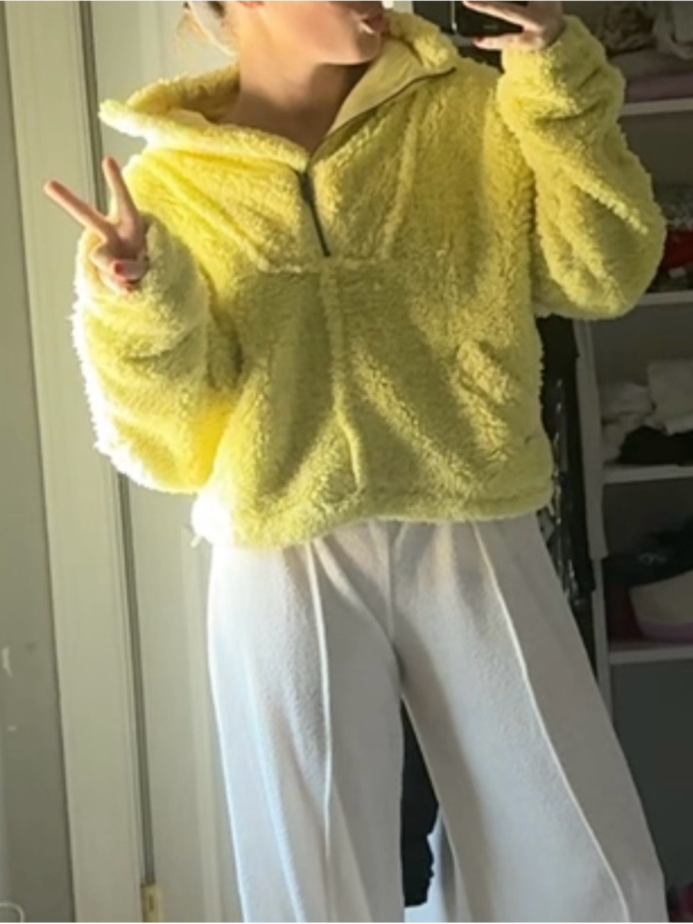 FP Movement by Free People Yellow Sherpa Half-Zip Hoodie